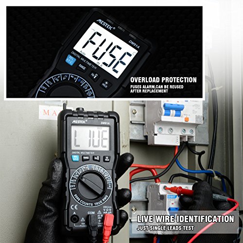 Digital Multimeter AC DC Current Voltage Tester MESTEK TRMS Autoranging NCV VFC Battery Amp Volt Ohm Hz Diode Resistance Frequency Capacitance Continuity Electrical Meter with Probe Clips 9999 Counts