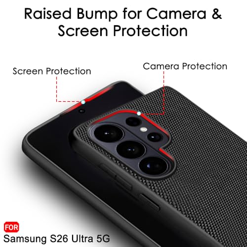 Image of TheGiftKart for Samsung S26 Ultra Case, Fabric Texture Back Cover, Slim & Lightweight, Ultra-Premium Design, Camera Protection Bump, Hybrid Slim Galaxy S26 Ultra Back Cover (PC & TPU, Black)
