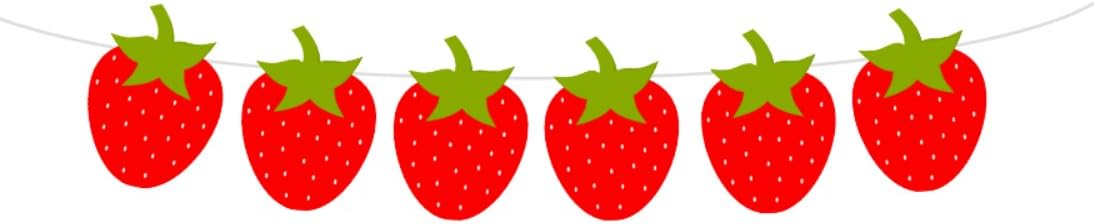 4.75" Tall Strawberry Banner, Strawberry Birthday Party Supplies Decorations