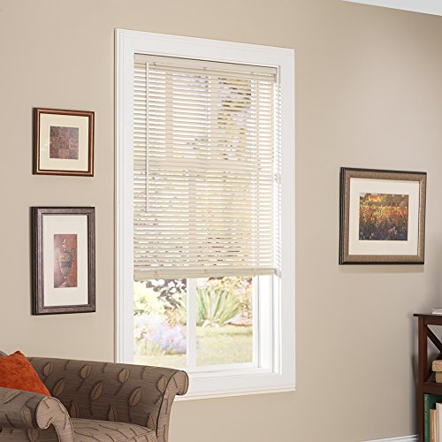 Vinyl Mini Blinds 1-Inch Cordless Room Darkening Blind For Windows - Starting At $9.97 - (Over 1,400 Add'l Custom Sizes) Vinyl Blinds, Mini Blinds, Window Blinds Cordless, White - 38"W X 72"L #TOP5
