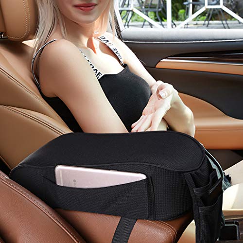 Forala Universal Center Console Cover for Most Vehicle, SUV, Truck, Car, Breathable Memory Foam Armrest Center Console Pad, Car Armrest Seat Box Cover Protector (Black)