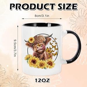 Whaline Highland Cow Mug Fall Cow Sunflower Coffee Mug Autumn Farmhouse Party Ceramic Cup for Home School Office Table Centerpieces Housewarming Gift, 12oz Whaline Highland Cow Mug Fall Cow Sunflower Coffee Mug Autumn Farmhouse Party Ceramic Cup for Home School Office Table Centerpieces Housewarming Gift 12oz
