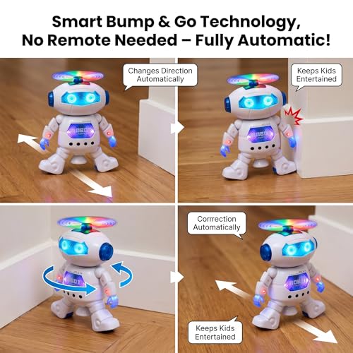 Image of Dancing Robot Toy for Kids |3D Lights Music Toy | Remote App Controlled | Gift for Boys & Girls 2+ Year | USB Rechargeable Type-C | Battery Operated Fun for Boys Girls [White 99444-2]