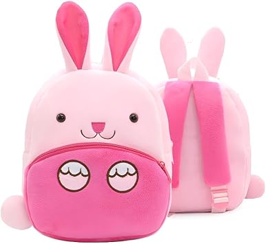 Personalised Toddler Backpack Waterproof Kids Animal Backpack for Boys Girls, Custom Name Nursery School Bag for Toddlers 1-5 Years Old rabbit