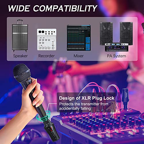 Kimafun Wireless Microphone System, Uhf Wireless Xlr Audio Transmitter And Xlr Receiver For Dynamic Microphone, 48V Phantom Power For Condenser Mic, Compatible With Audio Mixer, Pa, Speaker (U208A) #TOP3