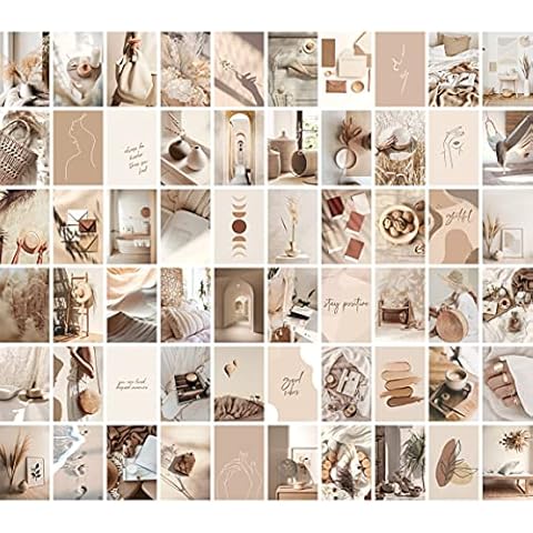Wall Collage Kit Aesthetic Pictures, Boho Beige Room Decor for Teen Girls, VSCO Posters for Bedroom, Dorm Photo Wall Art, Vintage Collage Prints Kits (60 Set 4x6 inch) (Boho Beige) Cover