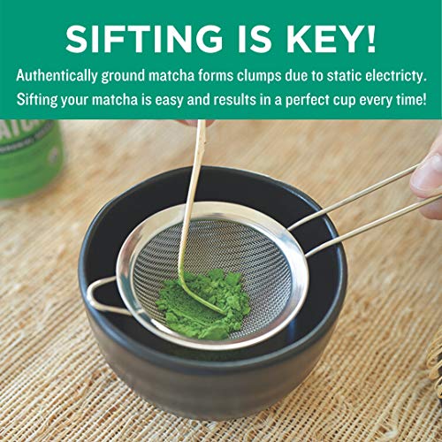 Jade Leaf Matcha Traditional Starter Set - Bamboo Matcha Whisk (Chasen), Scoop (Chashaku), Stainless Steel Sifter, Fully Printed Handbook - Japanese Tea Set #TOP2