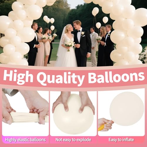 Image of Sand White Balloon 12 Inch, 110pcs Latex Party Balloons Helium Bright Color for Birthday Baby Shower Wedding Party Supplies Arch Garland Decoration