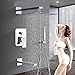 Produktbild GFHDGTH Wandhalterung Badezimmer Regen Wasserfall Dusche, Wasserhähne Set Verdeckte Chrom Duschsystem Badewanne Dusche Mischbatterie Mischventil, 8 zoll