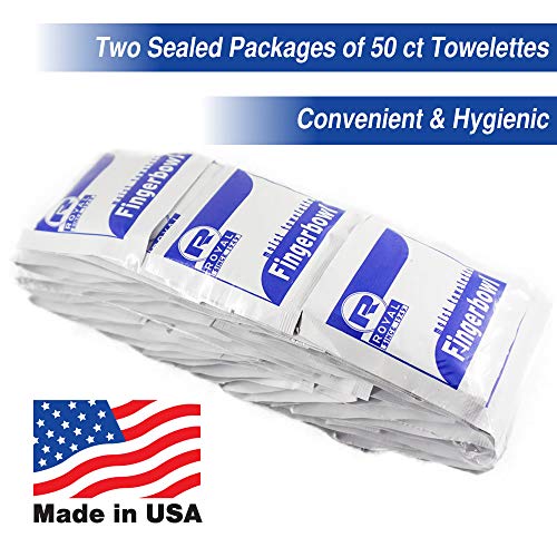 Royal Moist Towelettes, Wet Wipes/Naps, Alcohol-free, Individually Wrapped, Lemon-scented, [100 ct, 2 Sealed Packages of 50 ct, 4.75"x 6.25"] Made in USA image 5