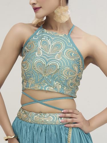 Image of PURVAJA Women's Silk Semi-Stitched Lehenga choli