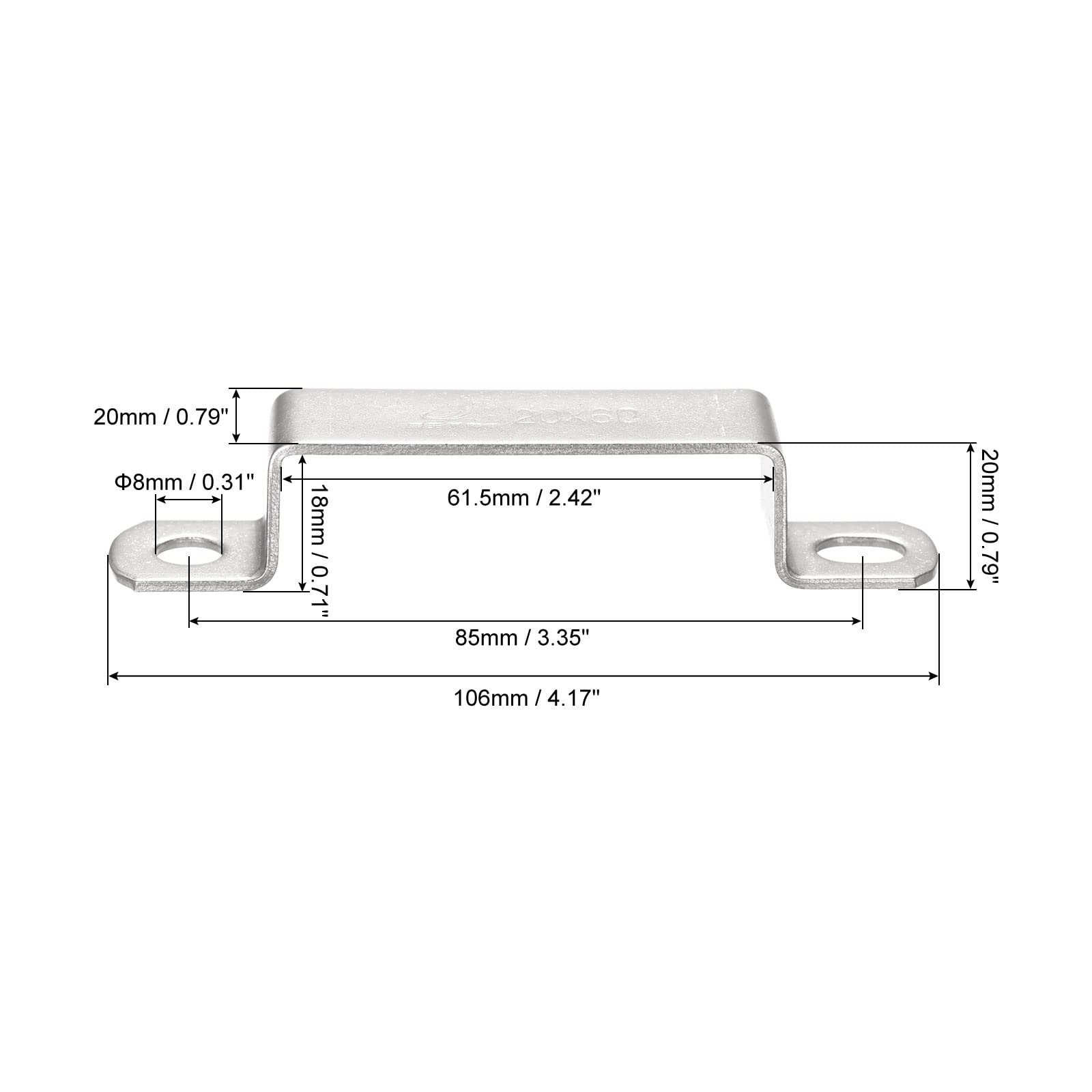 U Forme Connecteur Support, 40mm X 40mm 304 Inox Acier Inox Acier Barre Securite Support Equerres Pour Porte Fenetre Cabanon Ferme Barre Porte Vitesse Canal Paquet De 1 90307275