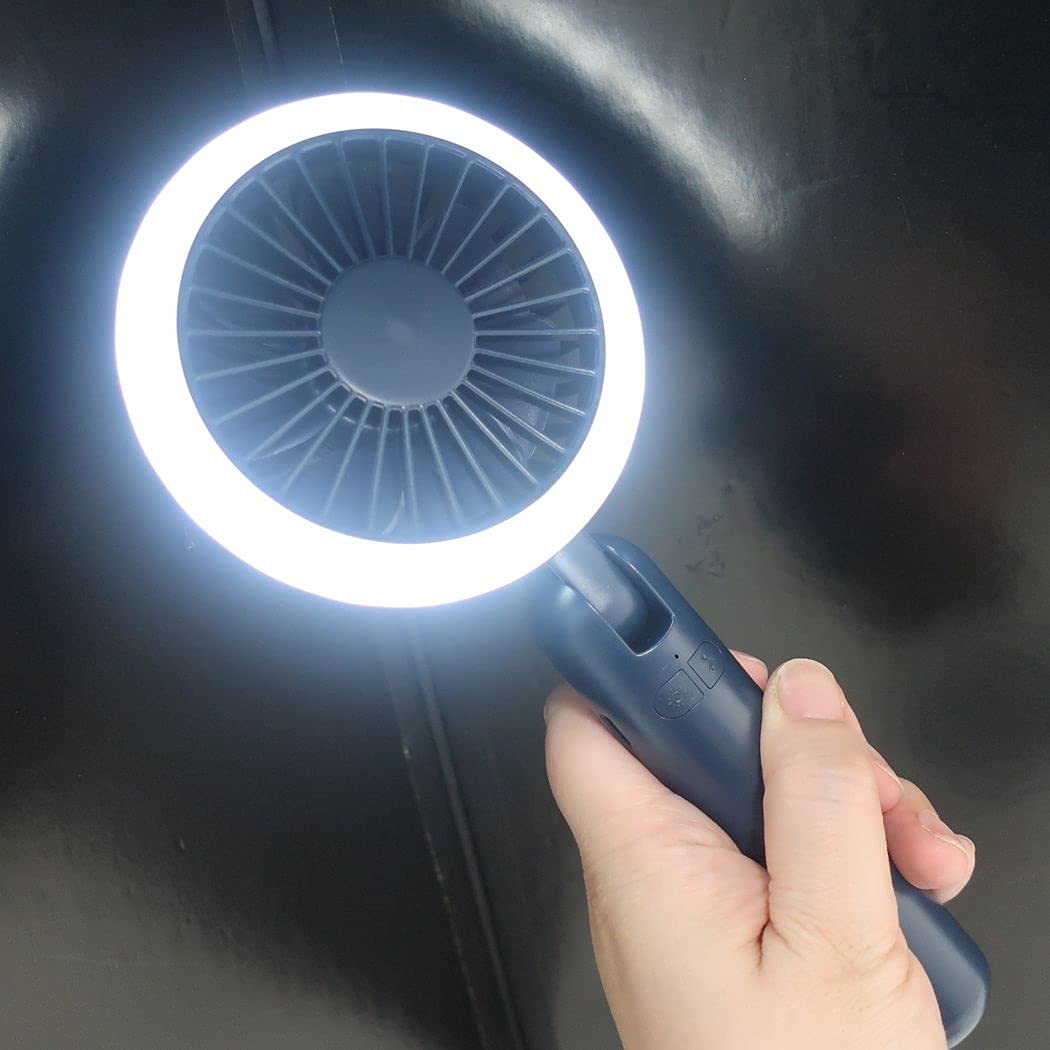 Amazon.co.jp: [携帯用扇風機]LEDライト付き ハンディファン/ネイビー