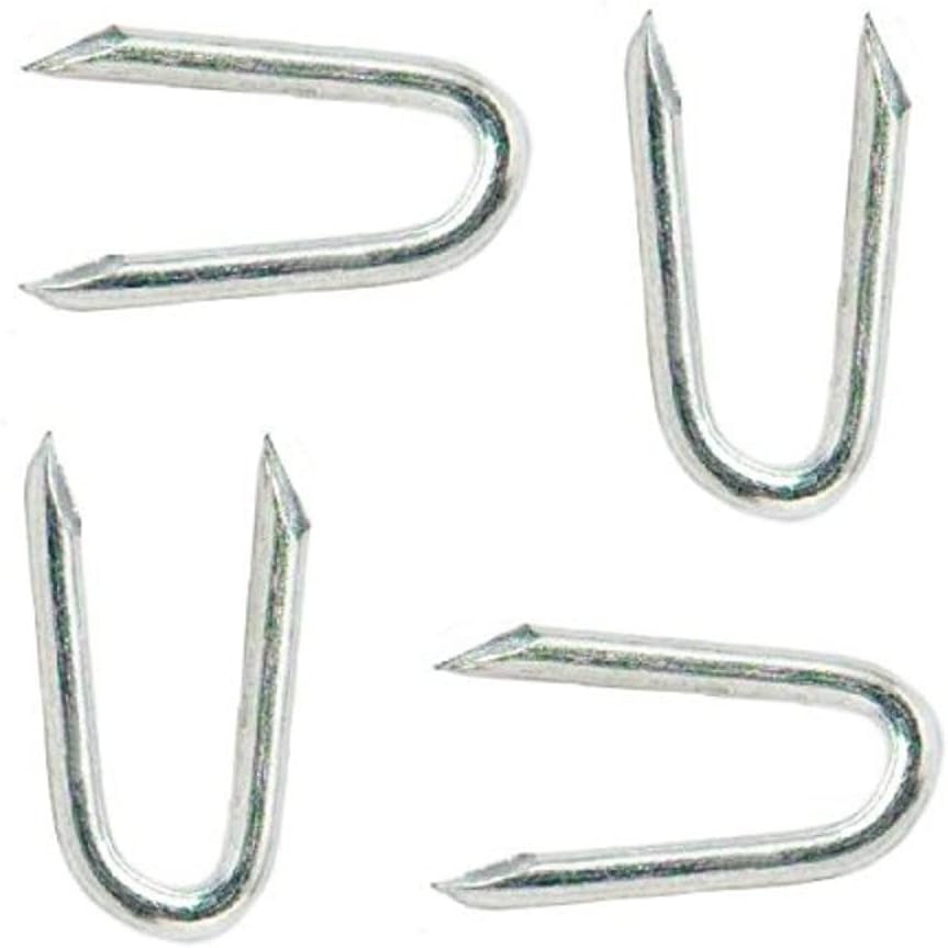 BH03720, 20 mm (3/4 inch) x 2.1 mm-50 g (Approx. 48pcs) 20 mm x 2.1 mm Galvanised Netting Staple U Nail, Grey