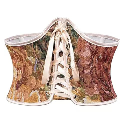 Corset médiéval femme sous la poitrine et ceinture serre-taille à motif floral pour déguisement