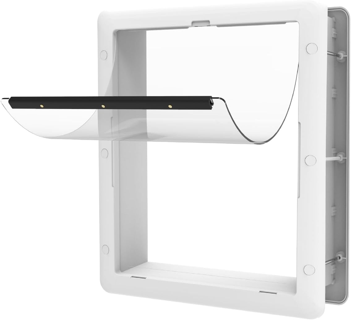 Hakuna Pets Essential Pet Door for Screens, Doors and Walls up to 2.17" Thick, for Dogs and Cats up to 42 lbs, Medium, White