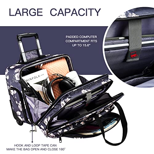 Alifetmx Rolling Laptop Case For Women, Premium Rolling Travel Luggage Bag Fits Up To 15.6 Inch Laptop Carry On Briefcase Water-Proof Overnight Rolling Computer Bags #TOP2