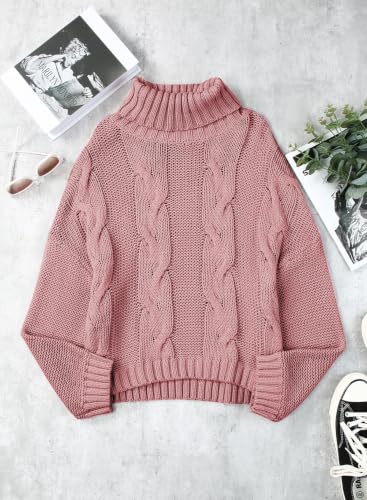 Image of Dokotoo Womens Sweaters Turtleneck Cable Knit Chunky Pullover Fall Outfits