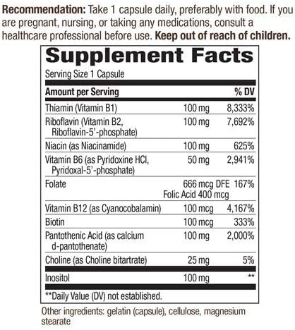 Nature's Way Vitamin B-100 Complex, 100 Capsules (2 Pack)