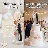 MIJOMA Figurka na Tort Wesele Para Nowożeńcy Z Bukietem Panny Młodej I Całującym Klasyczny 17 x 13 cm