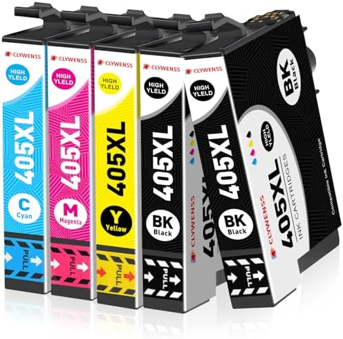 Clywenss 405XL Ink Cartridges Compatible with Epson 405 XL Multipack for WorkForce Pro WF-4820 WF-3820 WF-7310 WF-7830 WF-7840 WF-4830 WF4820 WF3820 WF7310 WF7830 WF7840 WF4830 Printer, 5-Pack
