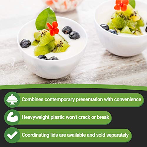 4 Ounce Disposable Bowls, 100 Round Appetizer Cups - For Mouse, Puddings, Snacks, Condiments, Samples, And Tastings, White Plastic Mini Dessert Cups, Recyclable - Restaurantware #TOP5