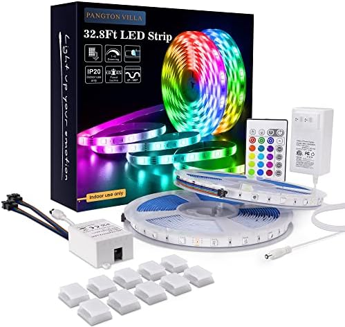 PANGTON VILLA Led Strip Lights 32.8ft with Remote and 3A Power Supply