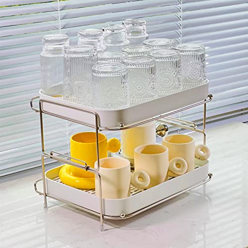 Zosenley 2-Tier Cups Mugs Drying Rack With Drain Tray, Kitchen Storage Organizer Shelf For Drinking Glass Bottle Bowls #TOP7