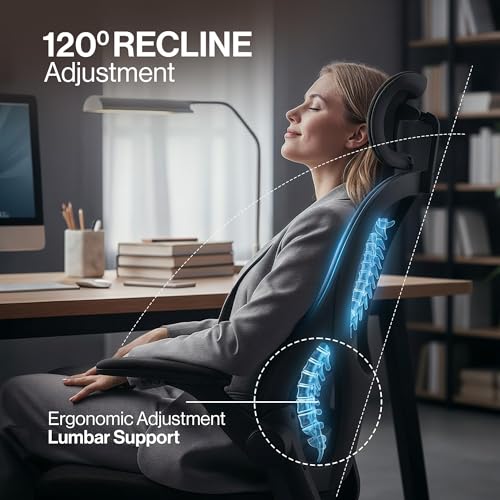 Image of DROGO Ergonomic Office Chair for Work from Home with Breathable Mesh, Flip-up Armrest, Adjustable 3D Headrest & Lumbar Support | Computer Chair for Study | Gaming Chair with 130 Recline (Black)