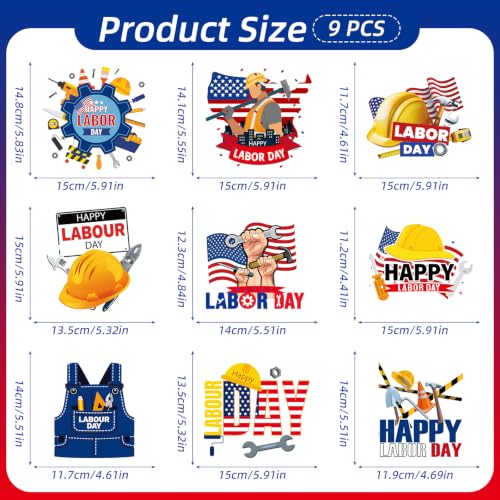 Image of Labor Day Patriotic Decorations - 9 Pcs Happy American Party Set | Paper Honeycomb Centerpieces for Table, USA Red White Blue Supplies Decor Photo Booth Props for Office Home Indoor Outdoor