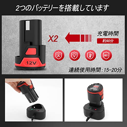 レシプロソー 充電式 Goldsea 電動ノコギリ 無段変速 電動のこぎり クランプ爪付き12V 2.0Ah 電動鋸 小型 家庭用 ストローク長20mm ストローク数2700回/分 木工切断 金属切断 PVC切断 枝切り 木材用ブレード4本 金属用ブレード4本 急速充電器 日本語取扱説明書付き (ブラック) 6枚目