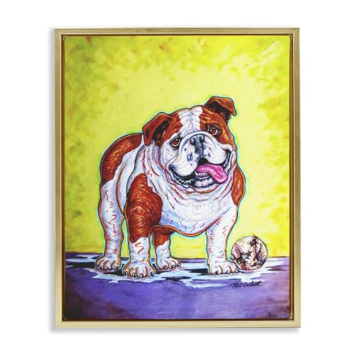 Bulldog with Baseball Playroom, 25 x 31 Inch Canvas in Floater Frame