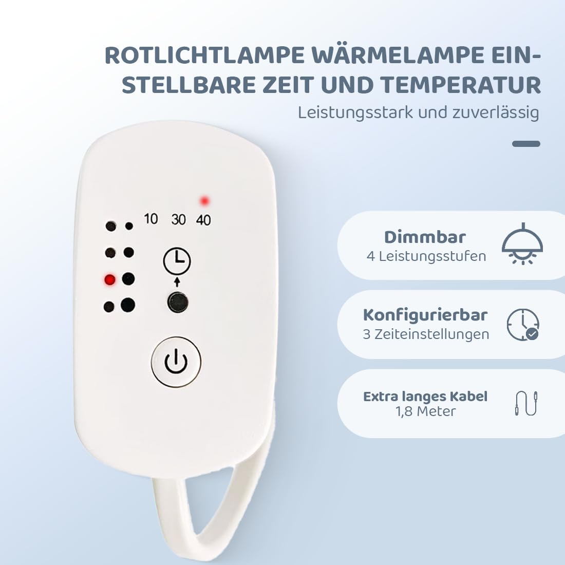 150Watt Ro-t Wärmelampe Einstellbare Zeit und Temperatur, Einstellbarer Winkel für Entspannende Wärme, Lockerung