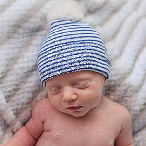 Nurses Choice Newborn Baby Boy & Girl 3 Piece Knit Hat Set with Pom Pom image 5