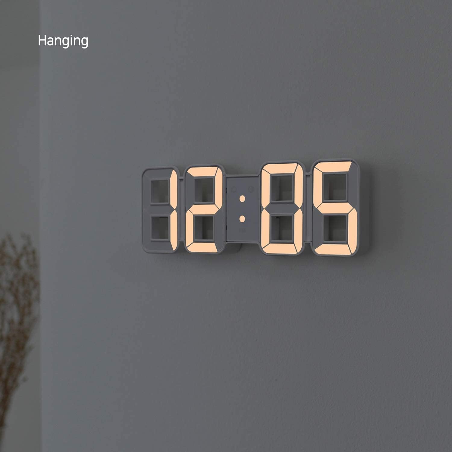 mooas LED Clock Pure Mini White Gold & 3D Big Plus White Clock Bundle, Led Clock, Wall Clock, Desk Clock, Multi-Function LED Clock, 3D Digital Alarm Clock