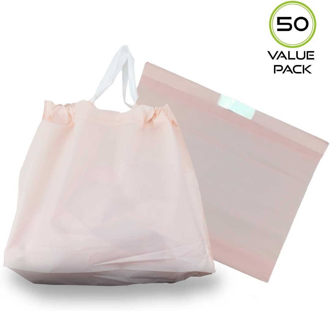 Boutique Bags with Handles 13"x17" Extra Thick 6 Mil, 50 pcs Large Frosted Plastic Gift Shopping Bags for Carrying Merchandise, Lularoe Clothing, with Bottom Gusset for Retail, Grocery Store (Pink)