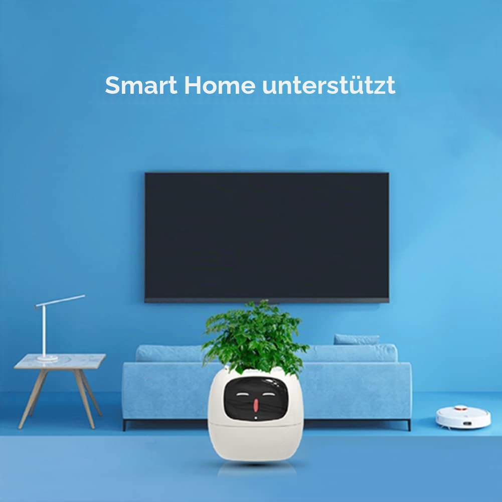 Niedlicher Intelligenter Blumentopf, Interaktiver Blumentopf, Multifunktional, Intelligent, 10 cm Pflanzt?pfe F¨¹r Den Innenbereich, Geschenk, F¨¹r Sukkulenten und Andere (wei?)