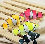 Wolfride 熱帯魚 水槽セット 装飾 人工魚 人工浮遊魚 水槽用飾り アクアリウム 水槽 装飾 水質に無害 シリコン製 発光魚 水槽装飾 小さな夜光魚 吸盤付き 飾り カラフルなクマノミ 4個セット