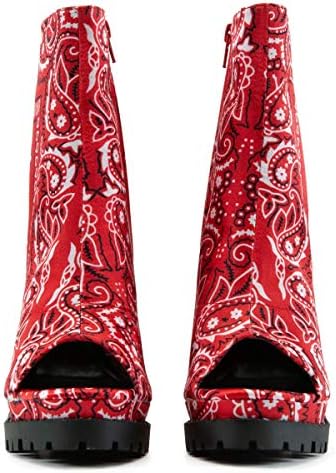 Mata Shoes Bandanna Bardi Peep-Toe Bootie - Women Red Bandana 6 M US | Image 3