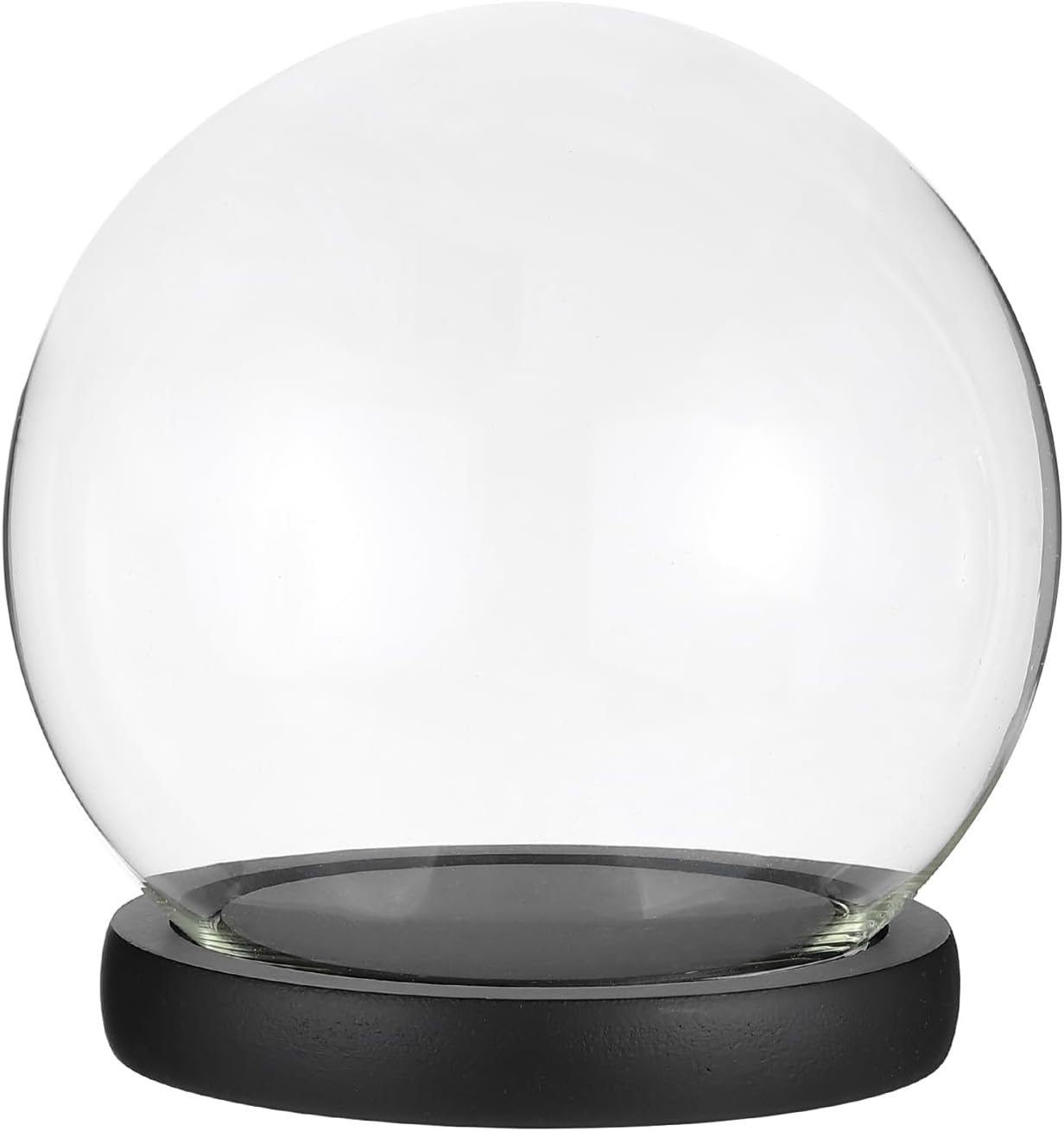 PATIKIL 3.3"x4.7" Round Glass Display Dome Cloche, Decorative Tabletop Display Ball Bell Jar with LED Light Base for Plants Collectible Figure Candles Medals, Black