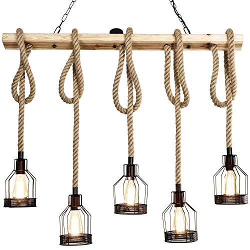 One-Day Sale: Up to 70% Off Pendant Light fixtures,Dining Room Light fixtures Over Table,Black Pendant Lighting for Kitchen Island,Nautical chandelier5 E26 Bulb sockets