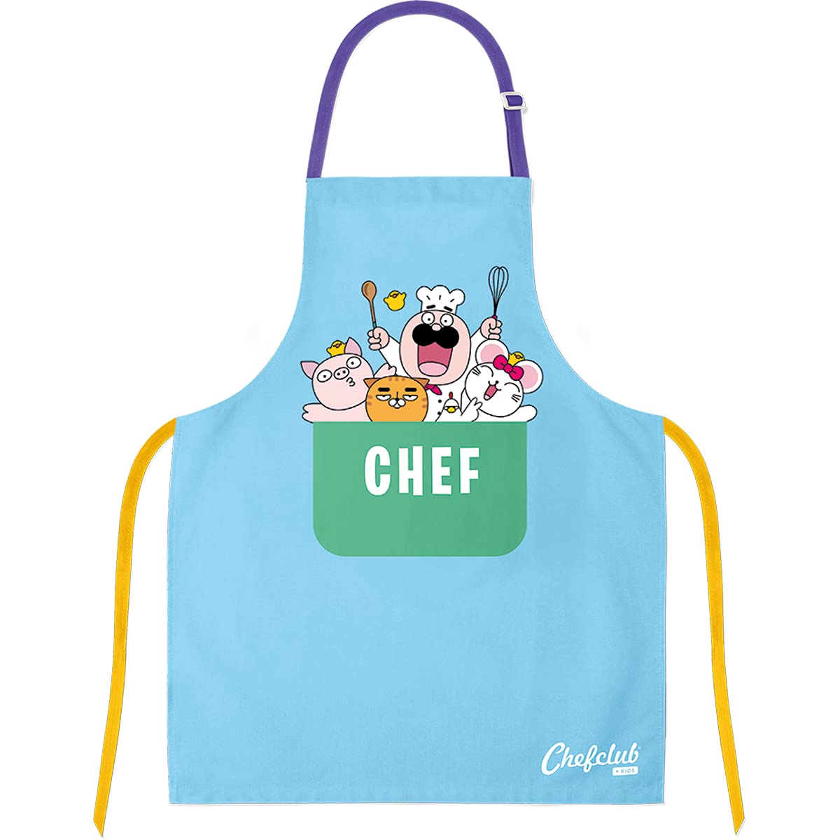 Le Couteau du chef Chefclub Kids Bleu & Rouge & Kids - Tablier de Cuisine pour Enfants - Accessoire Patisserie - Coton - Taille Unique - 4 à 10 ans - Couleur bleu - Personnages kids