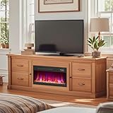 COSTWAY 24”/60cm Electric Fireplace, Recessed Freestanding Fire Heater with 8 Flame Color, 3 Brightness, Thermostat, Timer, Remote Control & Overheat Protection (24”, 1500W-1600W, with Crystals) - Image 9