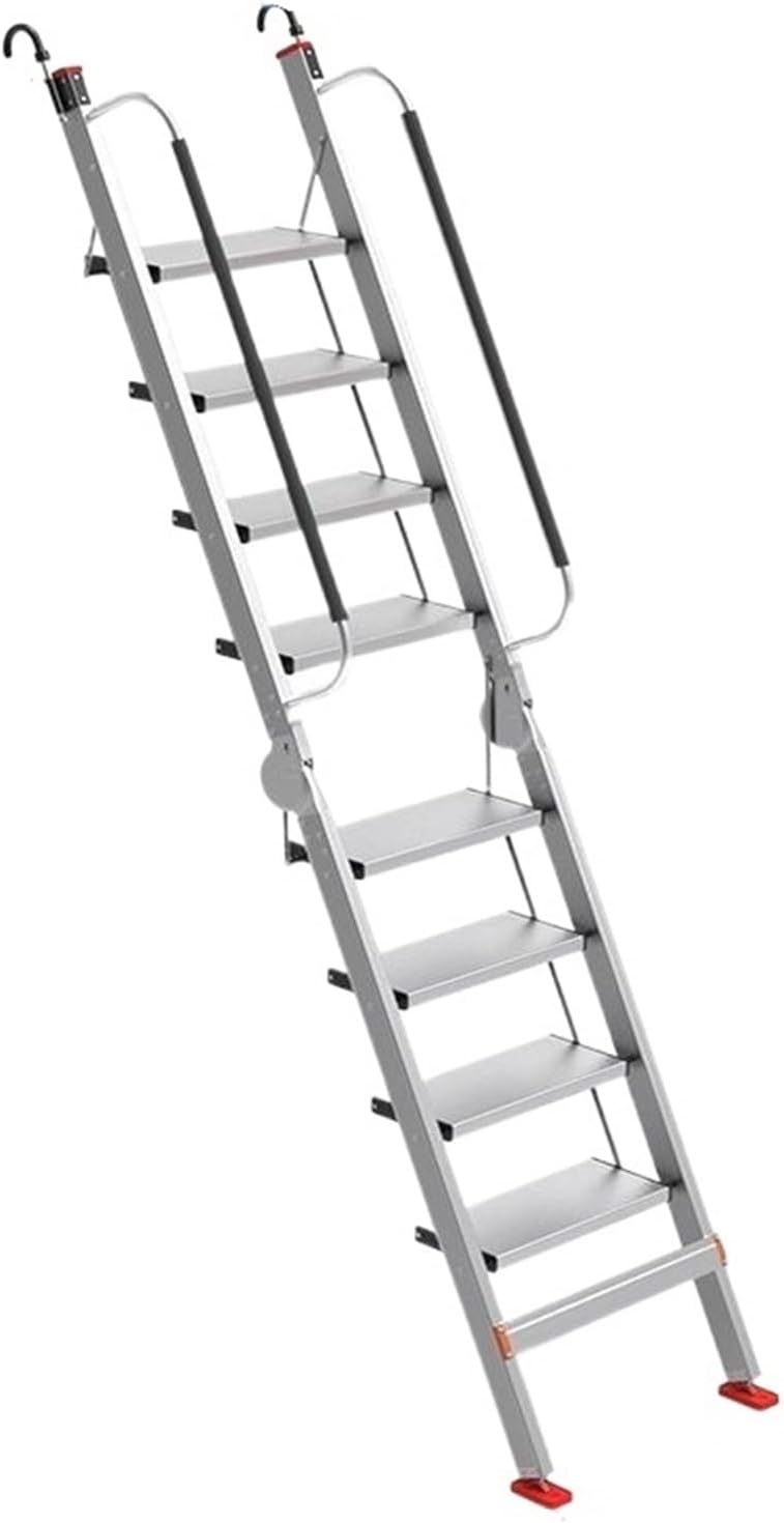 Extension Ladders Foldable Bunk Attic Ladder Aluminum Portable Loft Ladder with Handrails and Hooks for Indoor Outdoor(3-3.2m)