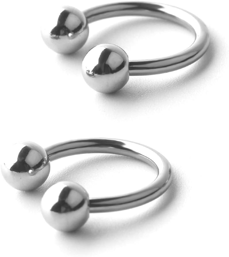 Ruifan 14G CBR Horseshoe Circular Rings 316L Surgical Steel for Lip Eyebrow Tongue Nipple Helix Tragus Cartilage Septum Piercing Jewelry