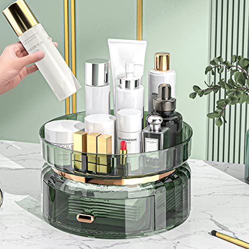 Goret Rotating Makeup Organizer, Large Capacity Cosmetic Display Spinning Makeup Holder With Drawer For Bathroom Vanity Perfume Skincare Lipsticks Eyeshadow #TOP3