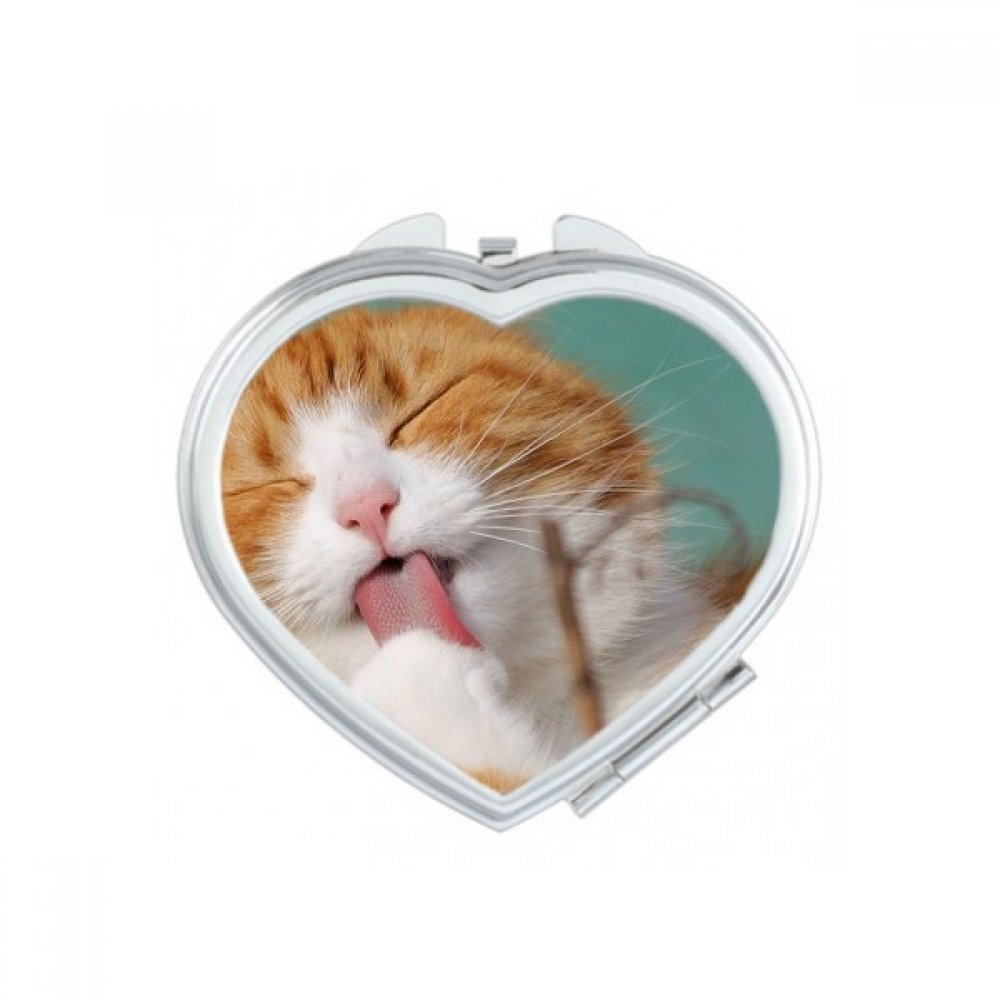 Miroir de poche chat jaune mignon et compact pour retouches maquillage quotidiennes