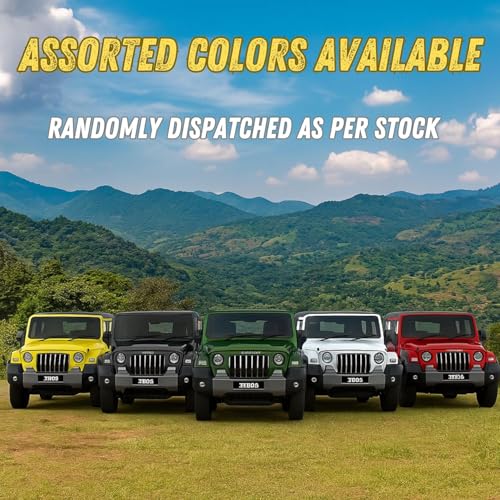 Image of 1:32 Scale DieCast Metal Pull-Back Action Openable Doors 4x4 Thar /Jeep Premium Car Toy with Lights and Music for Kids Realistic Miniature Model Gift 2+yrs Girls Boys (Multicolour)