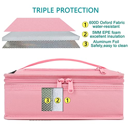Flowfly Small Insulated Lunch Box Portable Soft Bag Mini Cooler Thermal Meal Tote Kit With Handle For Work & School, Pink #TOP1