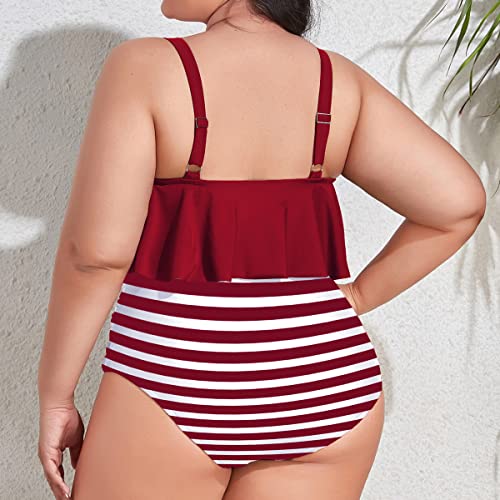 Mooncore Womens Plus Size Swimsuit High Waisted Tankini Bathing Suits Two Piece Flounce Bikini Swimsuit #TOP5